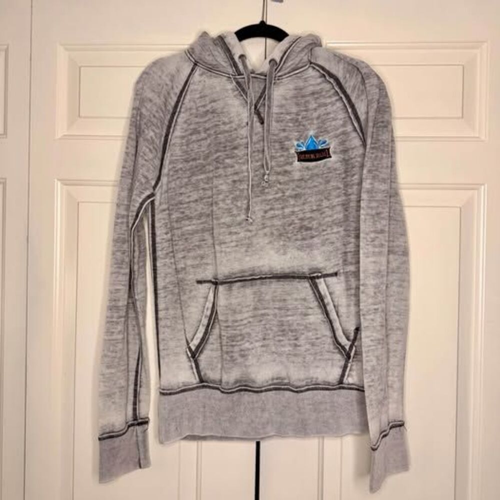 J. America Heather Gray Contrast-Seam Pullover Hoodie — Small